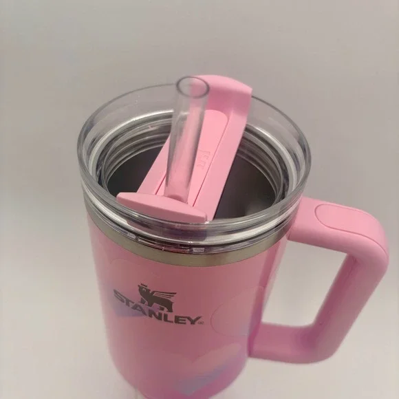 Stanley Quencher H2O Tumbler 40 oz Pink Gradient Hearts ValentinesStraw Lid - Picture 4 of 7